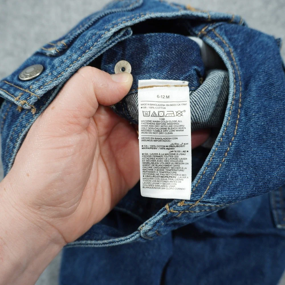 Old Navy Workwear 100%‎ Cotton Baby Denim Overalls Medium Wash Blue 6-12 Months